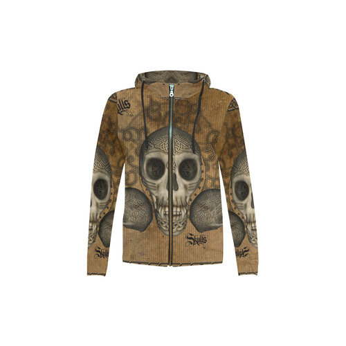Awesome skull with celtic knot All Over Print Full Zip Hoodie for Kid (Model H14)
