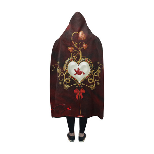 Wonderful heart with dove Hooded Blanket 60''x50''