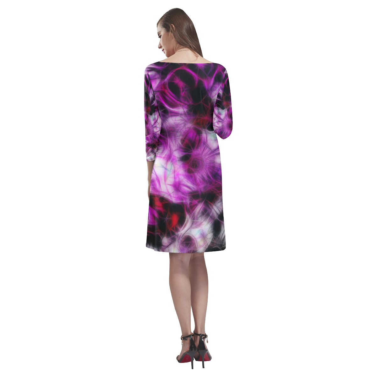 purple smoke Rhea Loose Round Neck Dress(Model D22)