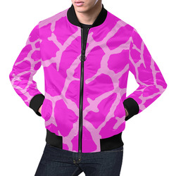 Pink Giraffe Print All Over Print Bomber Jacket for Men (Model H19)