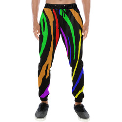 Rainbow Tiger Stripes Men's All Over Print Sweatpants (Model L11)