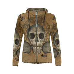 Awesome skull with celtic knot All Over Print Full Zip Hoodie for Women (Model H14)