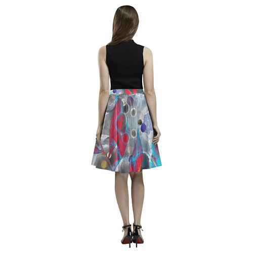 colorful leaf Melete Pleated Midi Skirt (Model D15)