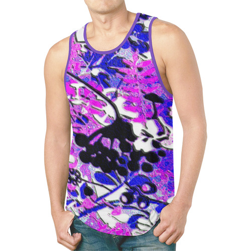 floral abstract in bold blues New All Over Print Tank Top for Men (Model T46)