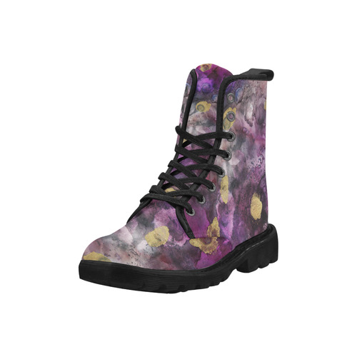 purple-gold-ink Martin Boots for Women (Black) (Model 1203H)