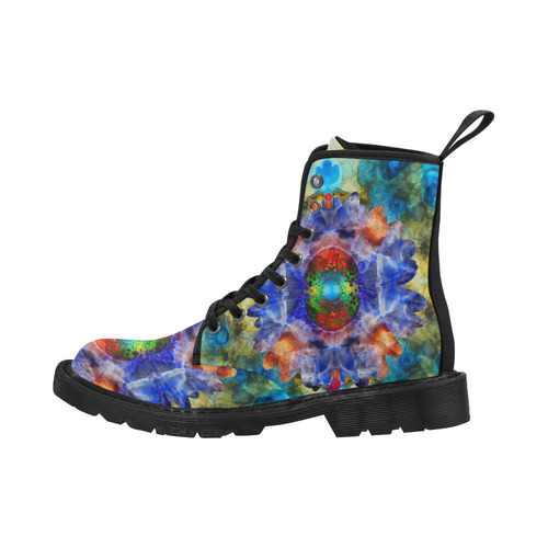 ink-flower Martin Boots for Women (Black) (Model 1203H)