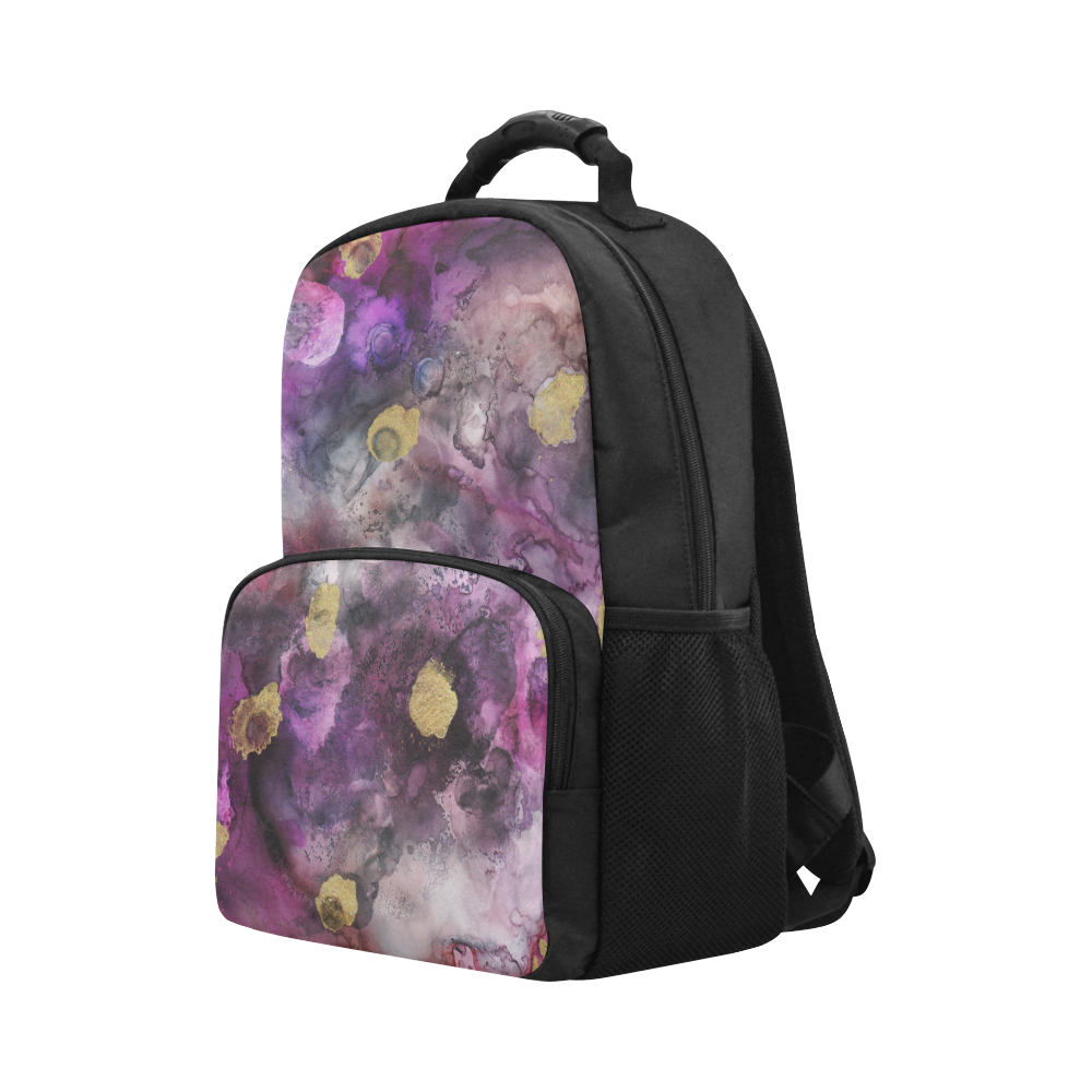 purple-gold-ink Unisex Laptop Backpack (Model 1663)