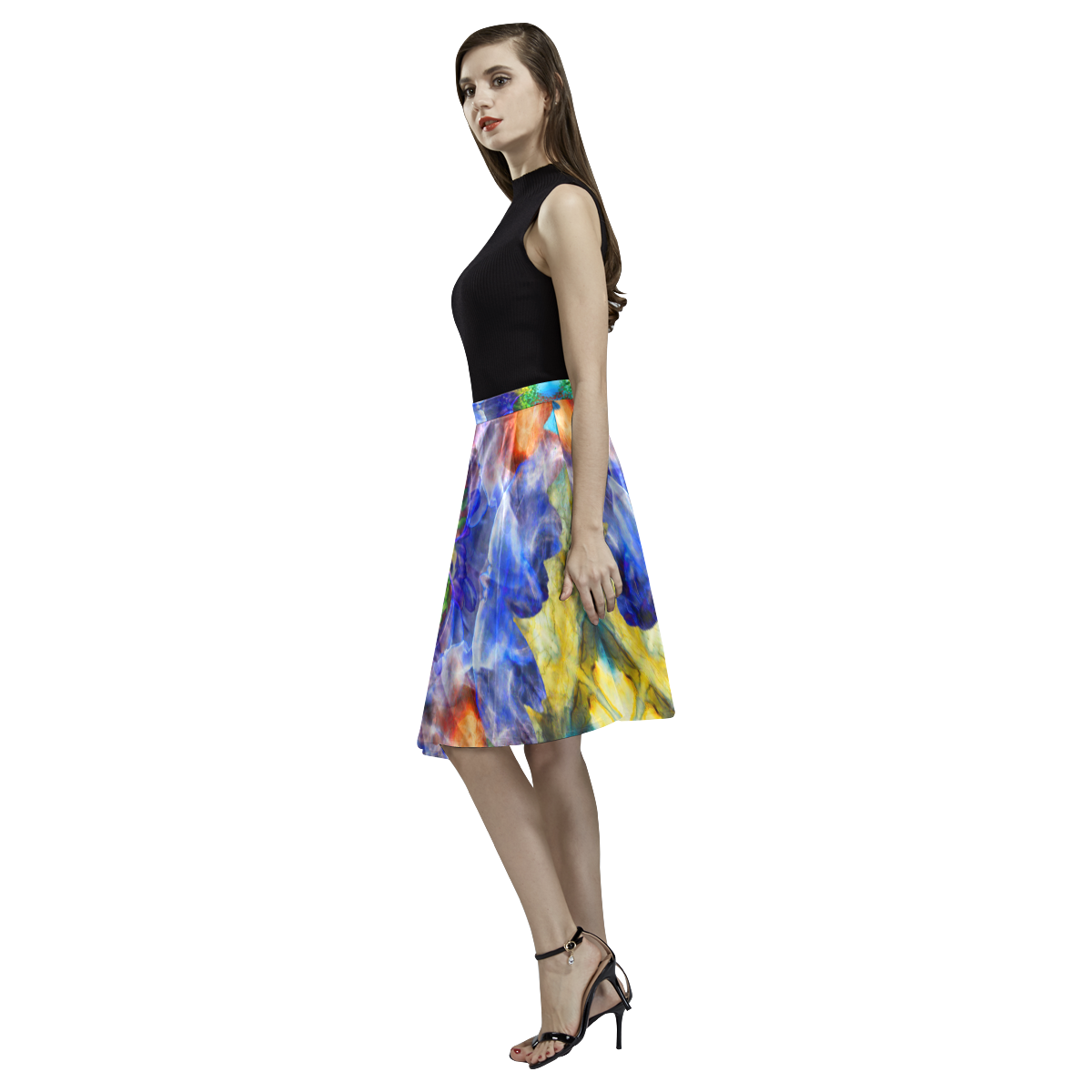 ink-flower Melete Pleated Midi Skirt (Model D15)