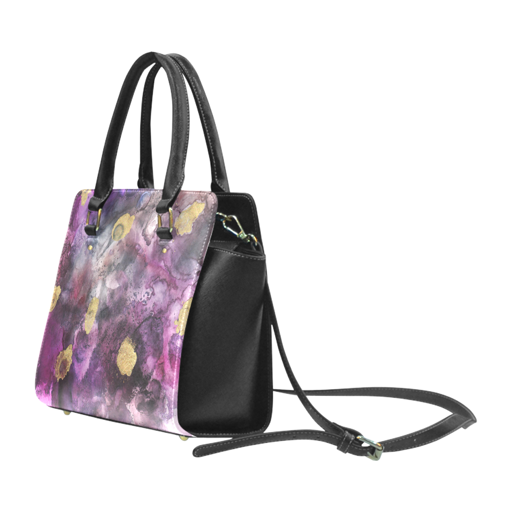 purple-gold-ink Classic Shoulder Handbag (Model 1653)