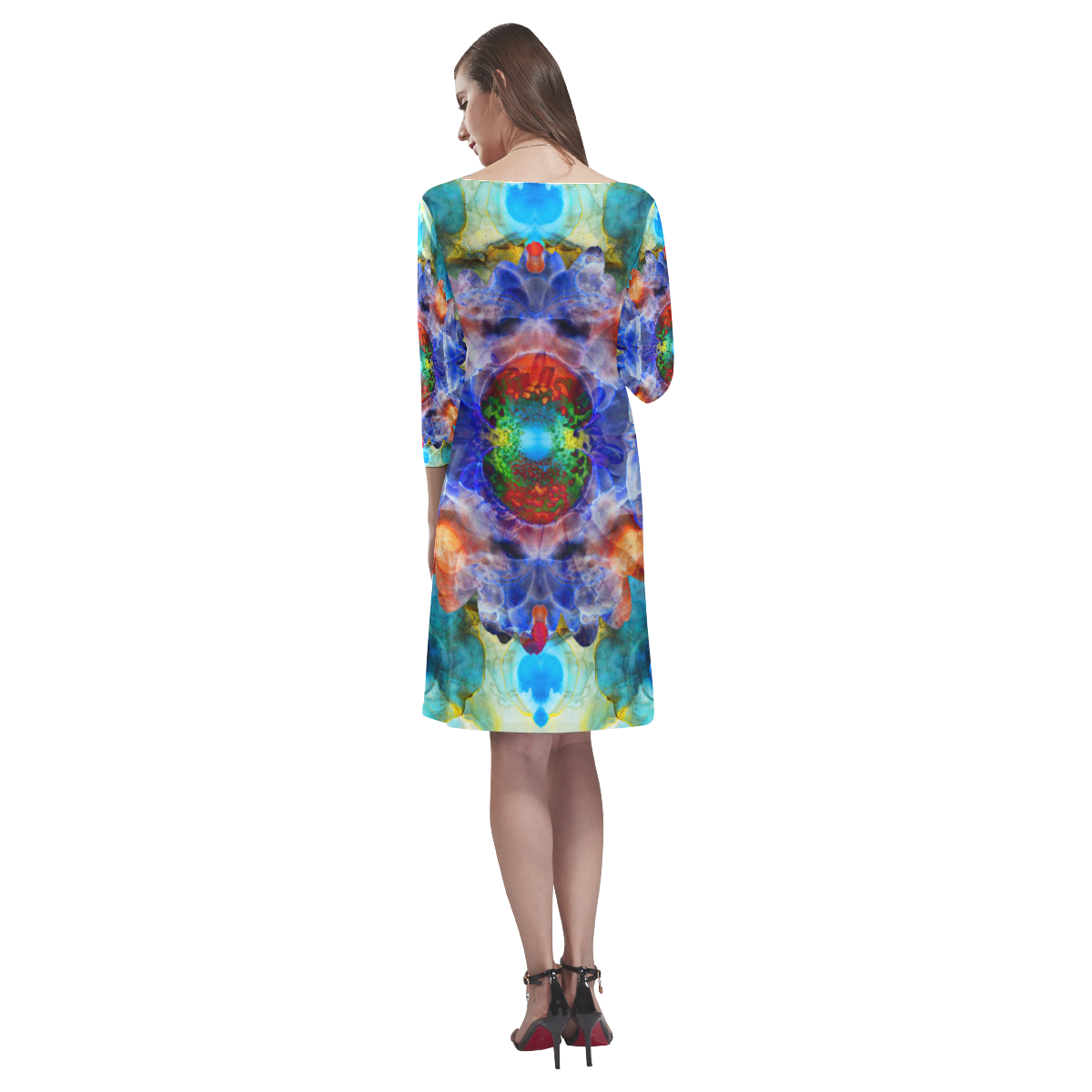 ink-flower Rhea Loose Round Neck Dress(Model D22)