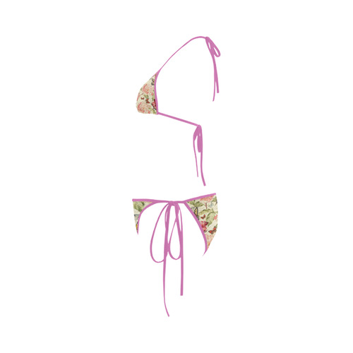 Watercolor Vintage Flowers Butterflies Lace 1 Custom Bikini Swimsuit