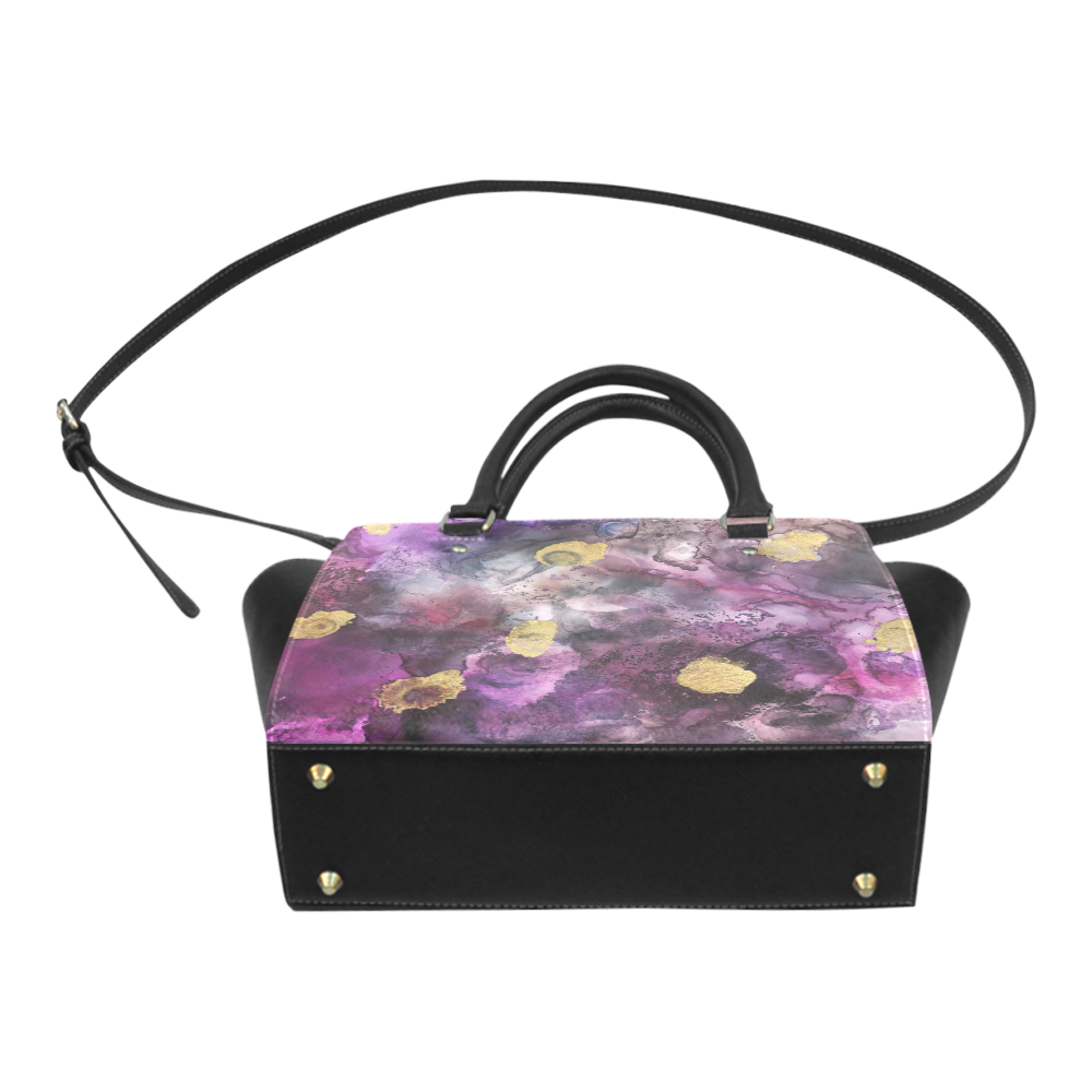 purple-gold-ink Classic Shoulder Handbag (Model 1653)