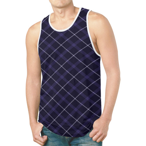 blue plaid New All Over Print Tank Top for Men (Model T46)