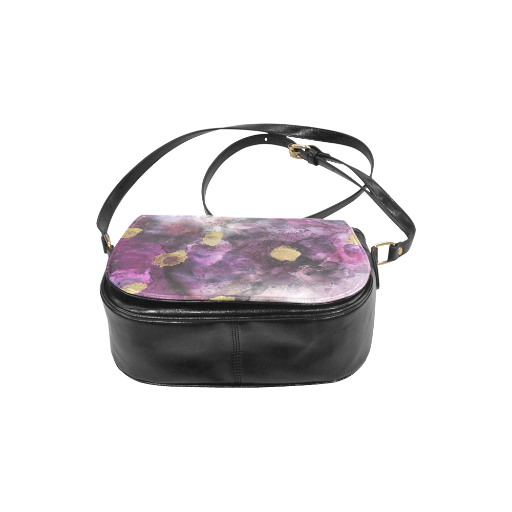 purple-gold-ink Classic Saddle Bag/Small (Model 1648)