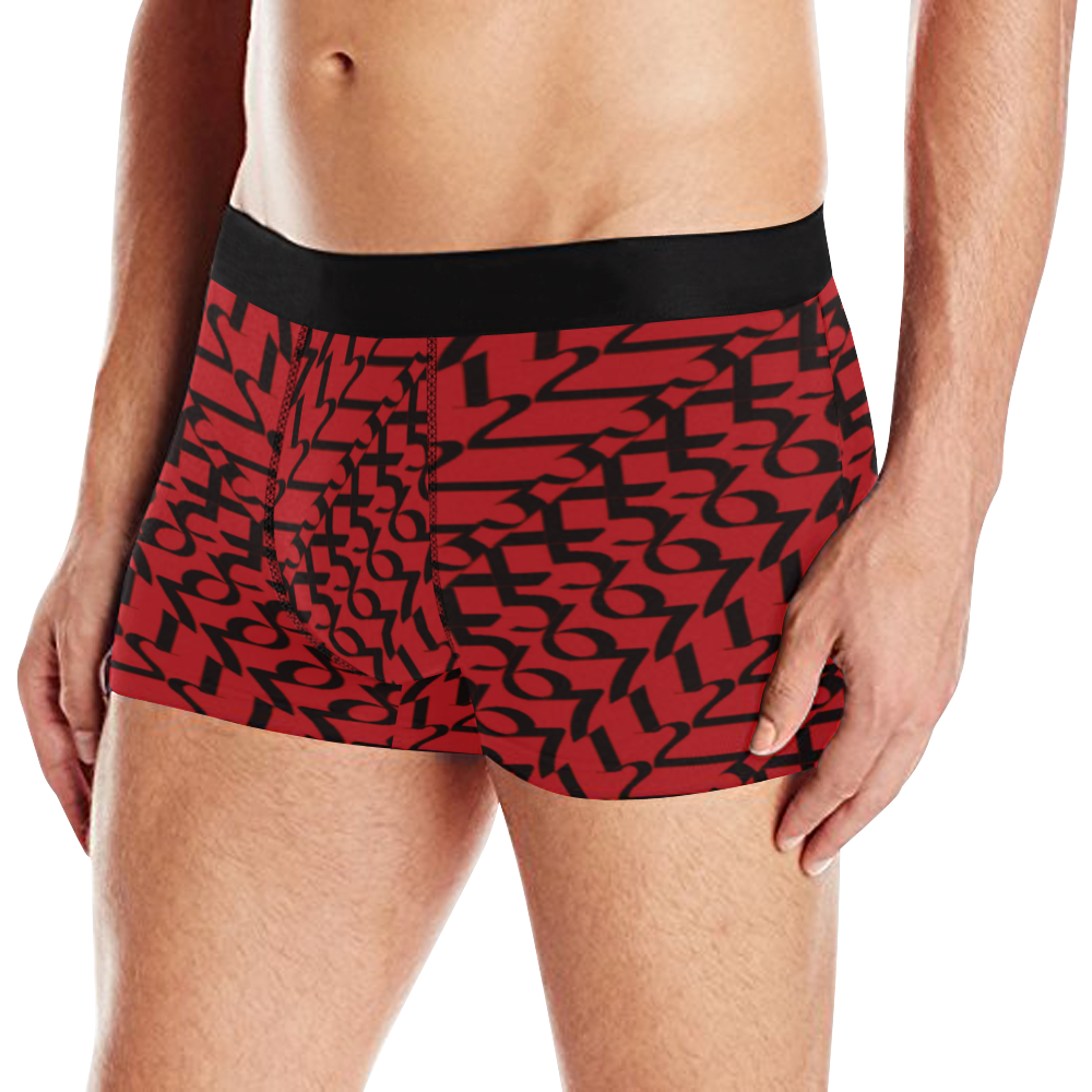 NUMBERS Collection Men Boxer Brief Cherry Red/Blk Men's All Over Print Boxer Briefs (Model L10)