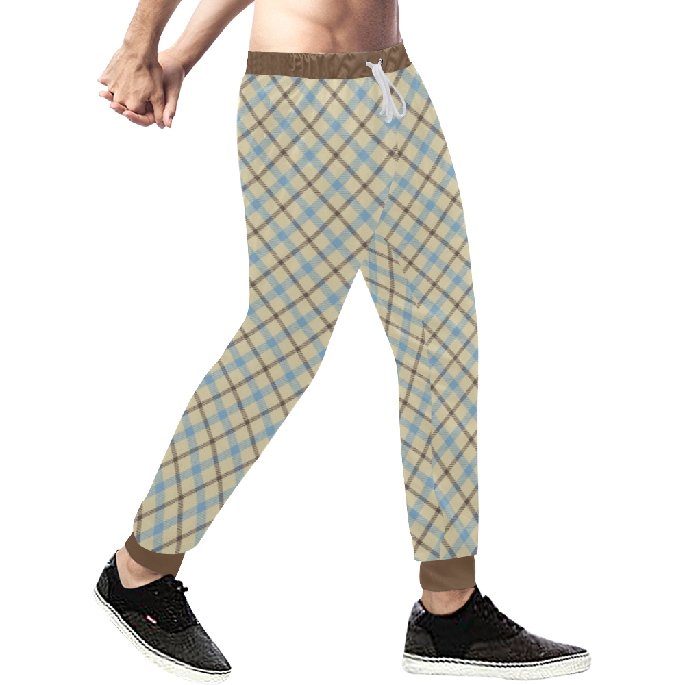 Plaid 2 plain tartan Men's All Over Print Sweatpants (Model L11)