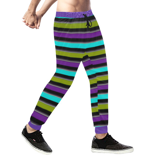 retro stripe 1 Men's All Over Print Sweatpants (Model L11)