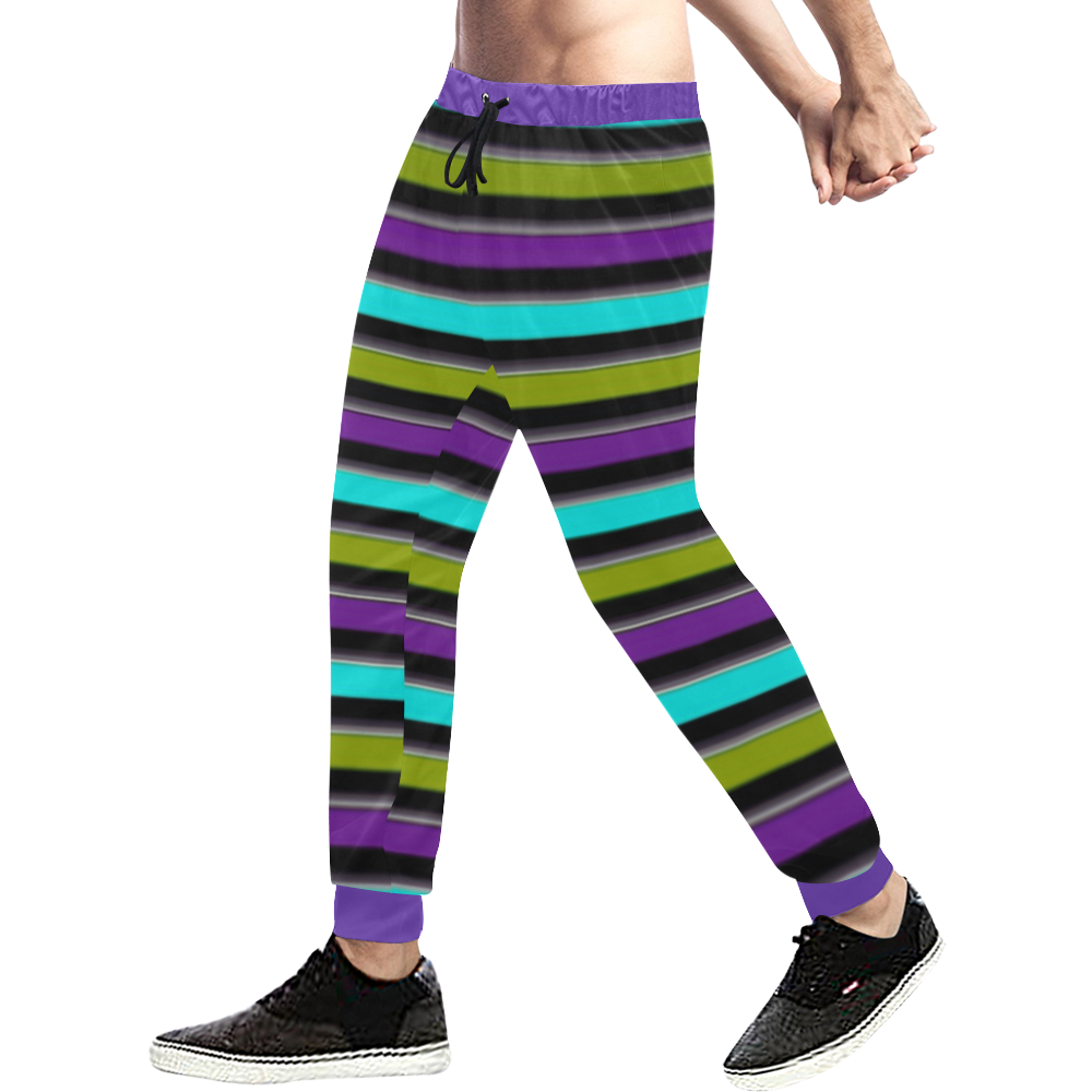 retro stripe 1 Men's All Over Print Sweatpants (Model L11)