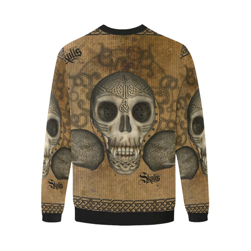 Awesome skull with celtic knot Men's Oversized Fleece Crew Sweatshirt/Large Size(Model H18)