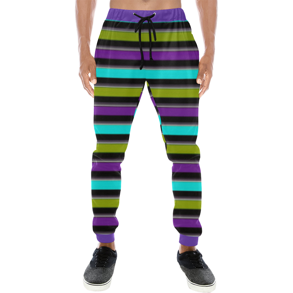 retro stripe 1 Men's All Over Print Sweatpants (Model L11)