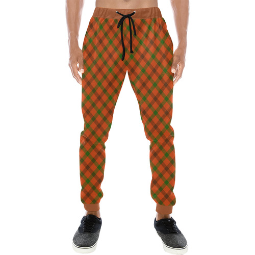 Tami plaid hunting tartan in orange, brown and green Men's All Over Print Sweatpants (Model L11)