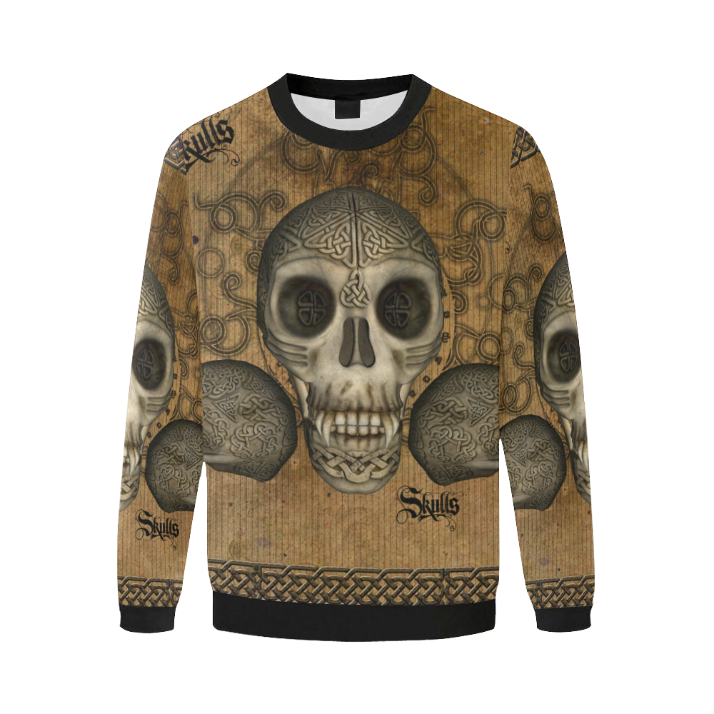 Awesome skull with celtic knot Men's Oversized Fleece Crew Sweatshirt/Large Size(Model H18)