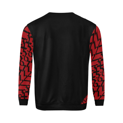 NUMBERS Collection Men 1234567 Sleeve SweatShirt Black/Cherry Red All Over Print Crewneck Sweatshirt for Men (Model H18)