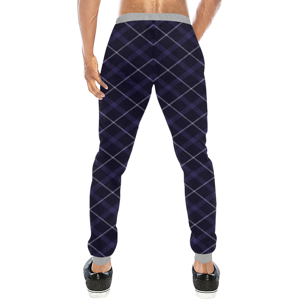 royal blue plaid tartan Men's All Over Print Sweatpants (Model L11)