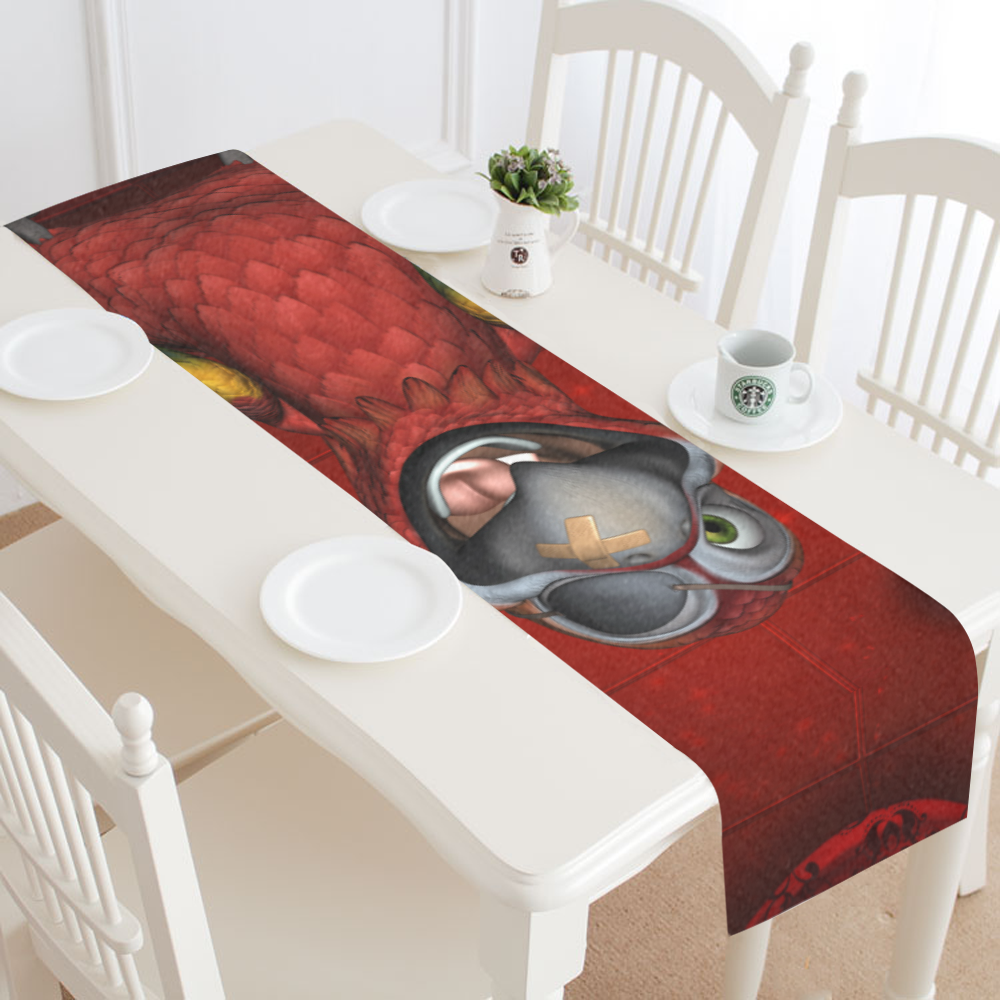 Funny, cute parrot Table Runner 14x72 inch