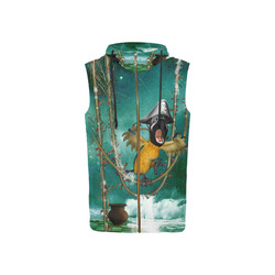 Funny pirate parrot All Over Print Sleeveless Zip Up Hoodie for Women (Model H16)