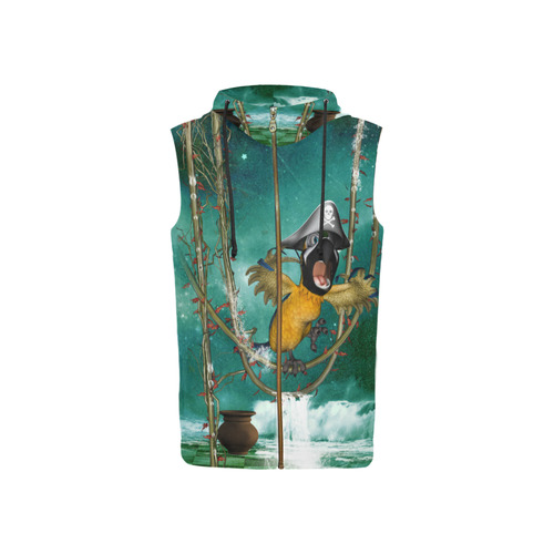 Funny pirate parrot All Over Print Sleeveless Zip Up Hoodie for Women (Model H16)