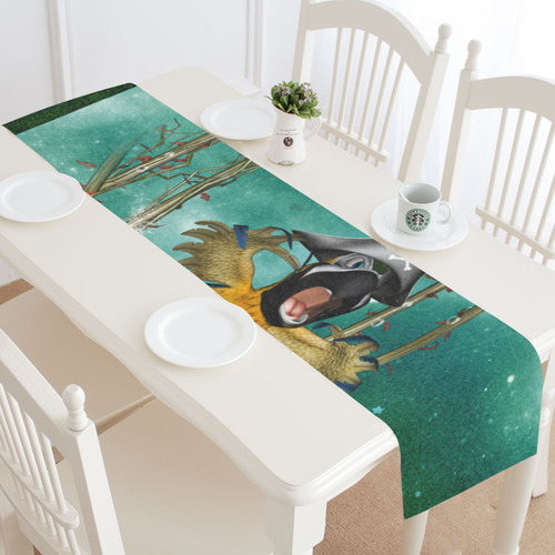 Funny pirate parrot Table Runner 14x72 inch