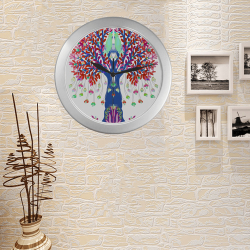 arbre a tetines 4 Silver Color Wall Clock