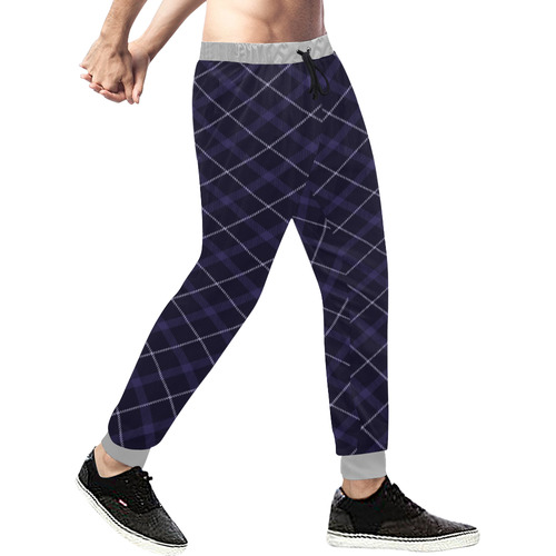 royal blue plaid tartan Men's All Over Print Sweatpants (Model L11)