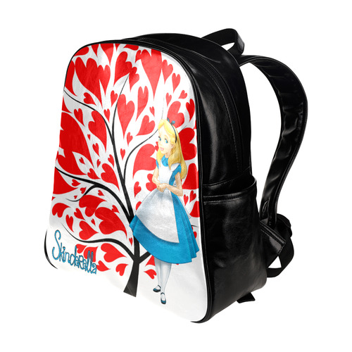 Alice under a Heart Tree, by Skinderella Multi-Pockets Backpack (Model 1636)