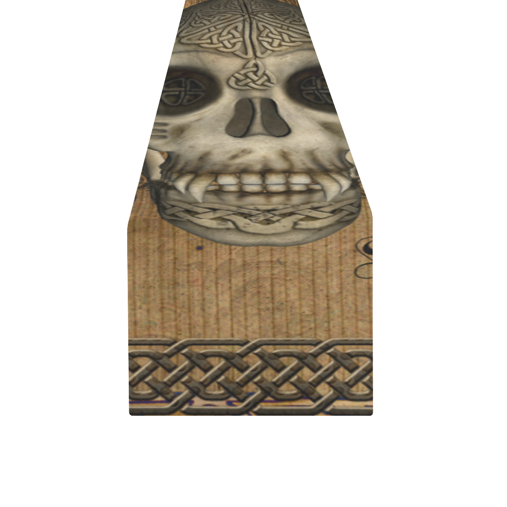 Awesome skull with celtic knot Table Runner 14x72 inch