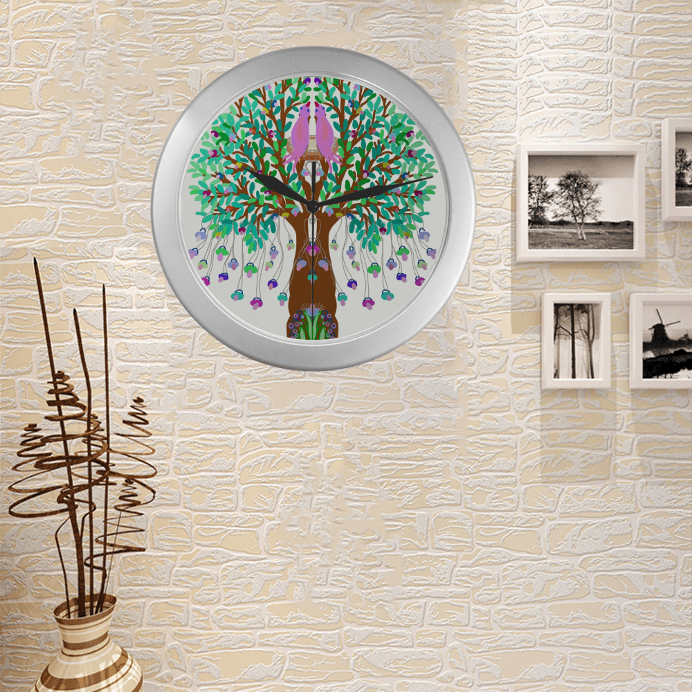arbre a tetines Silver Color Wall Clock
