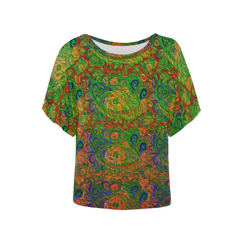 Your Paisley Eye Oil Paint by MJS and Aleta Women's Batwing-Sleeved Blouse T shirt (Model T44)