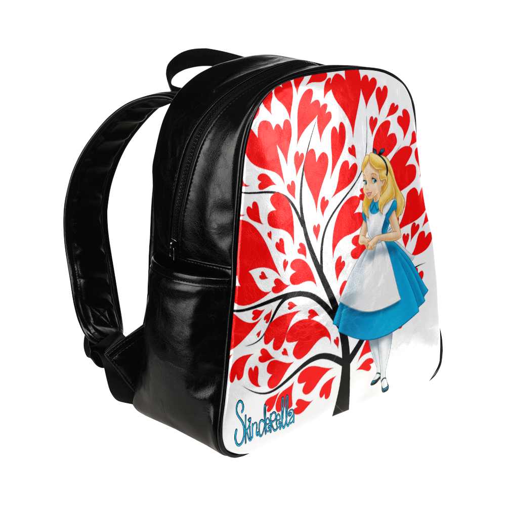 Alice under a Heart Tree, by Skinderella Multi-Pockets Backpack (Model 1636)