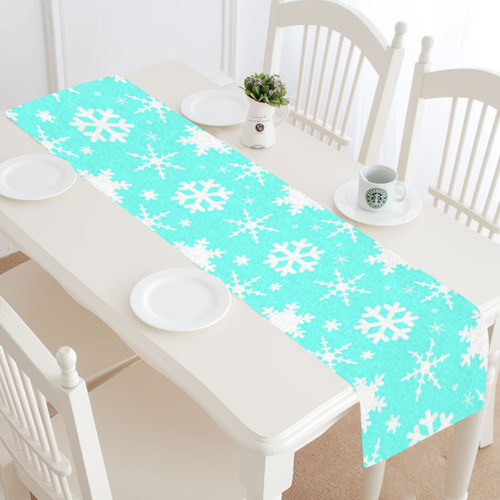 Snowflakes Mint Table Runner 16x72 inch