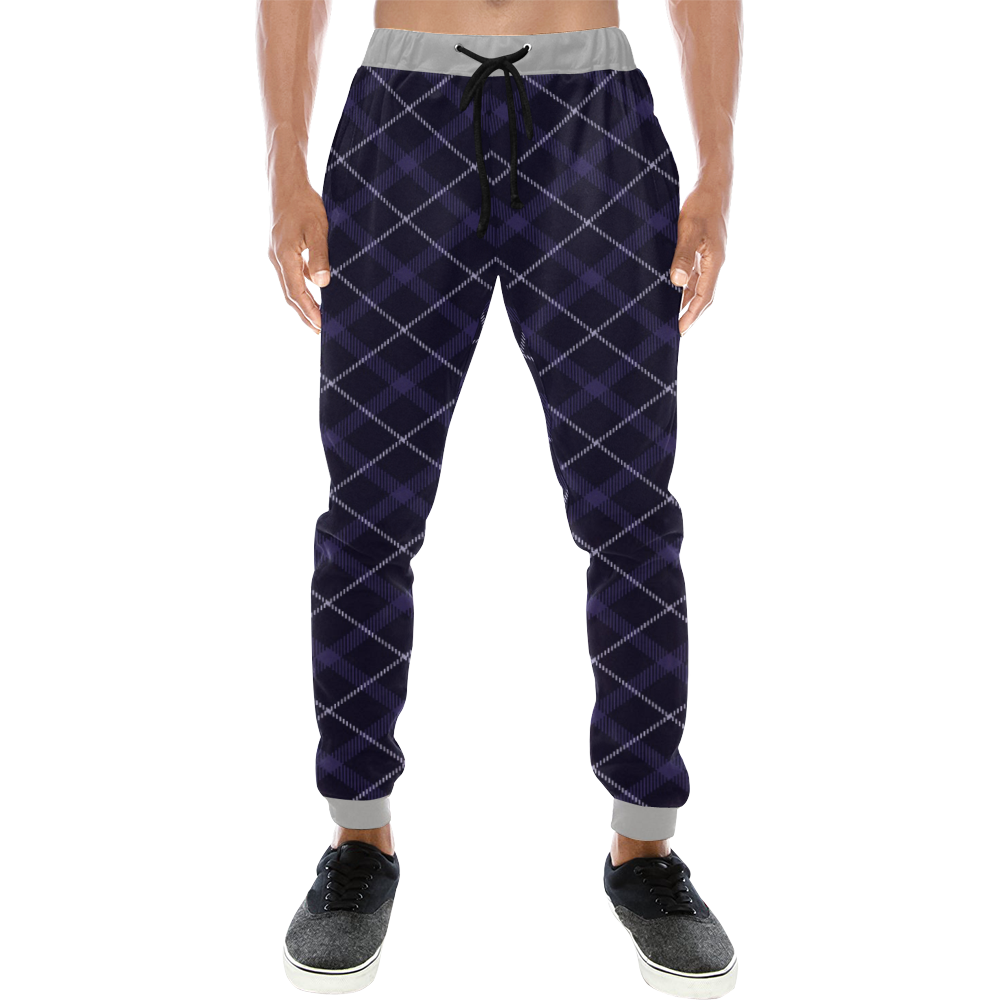 royal blue plaid tartan Men's All Over Print Sweatpants (Model L11)