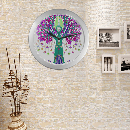 arbre a tetines 5 Silver Color Wall Clock