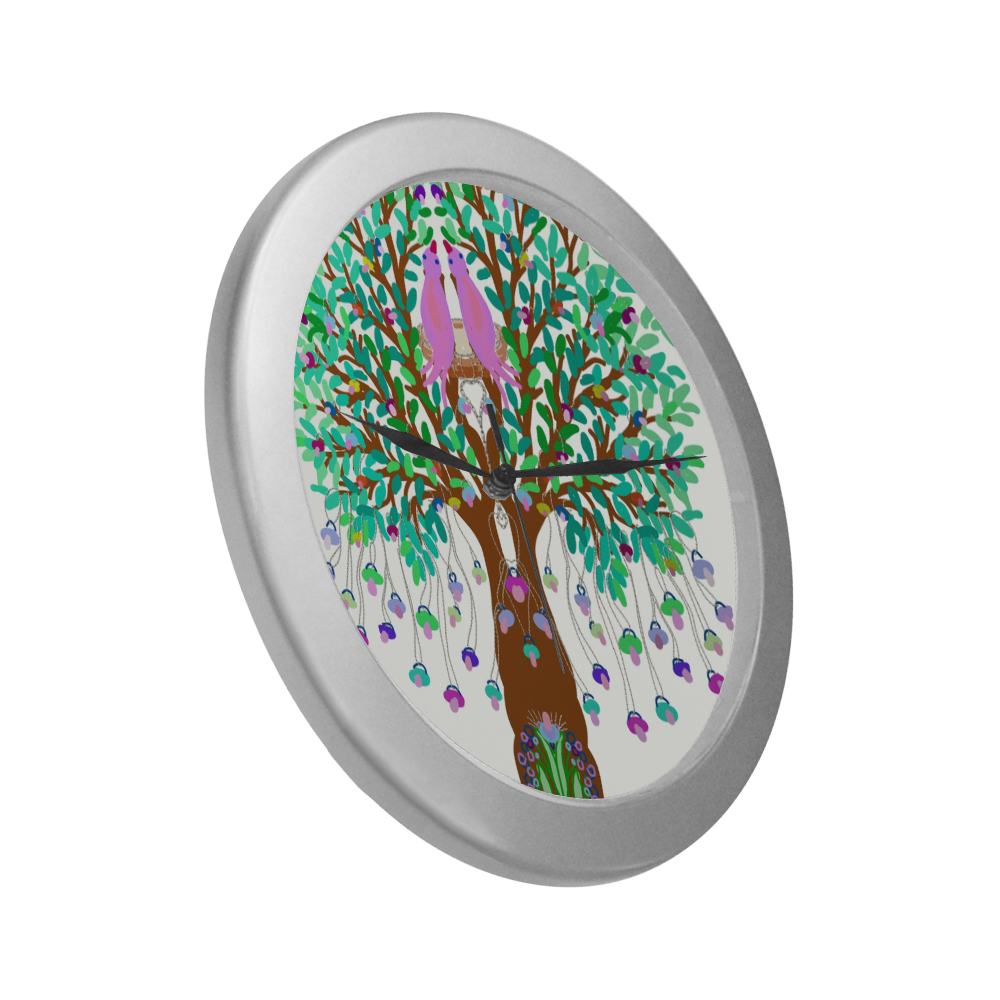 arbre a tetines Silver Color Wall Clock