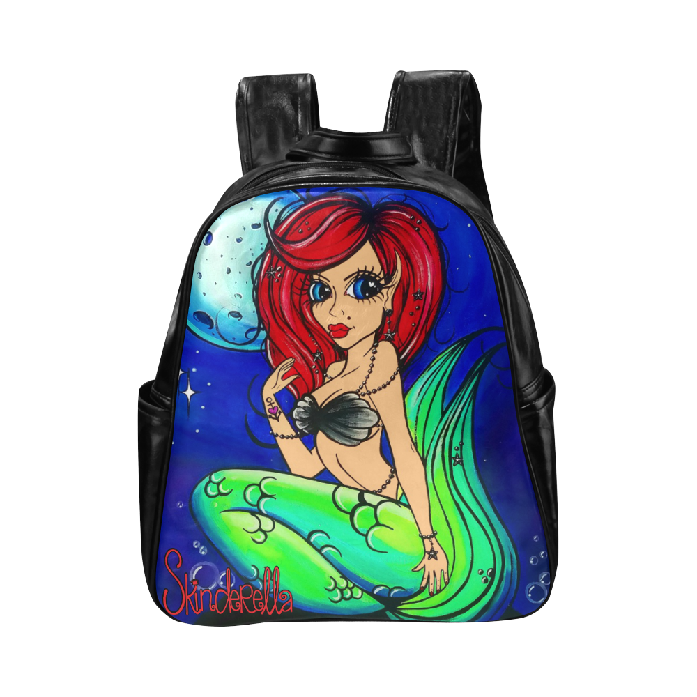 Moonlit Mermaid, by Skinderella Multi-Pockets Backpack (Model 1636)