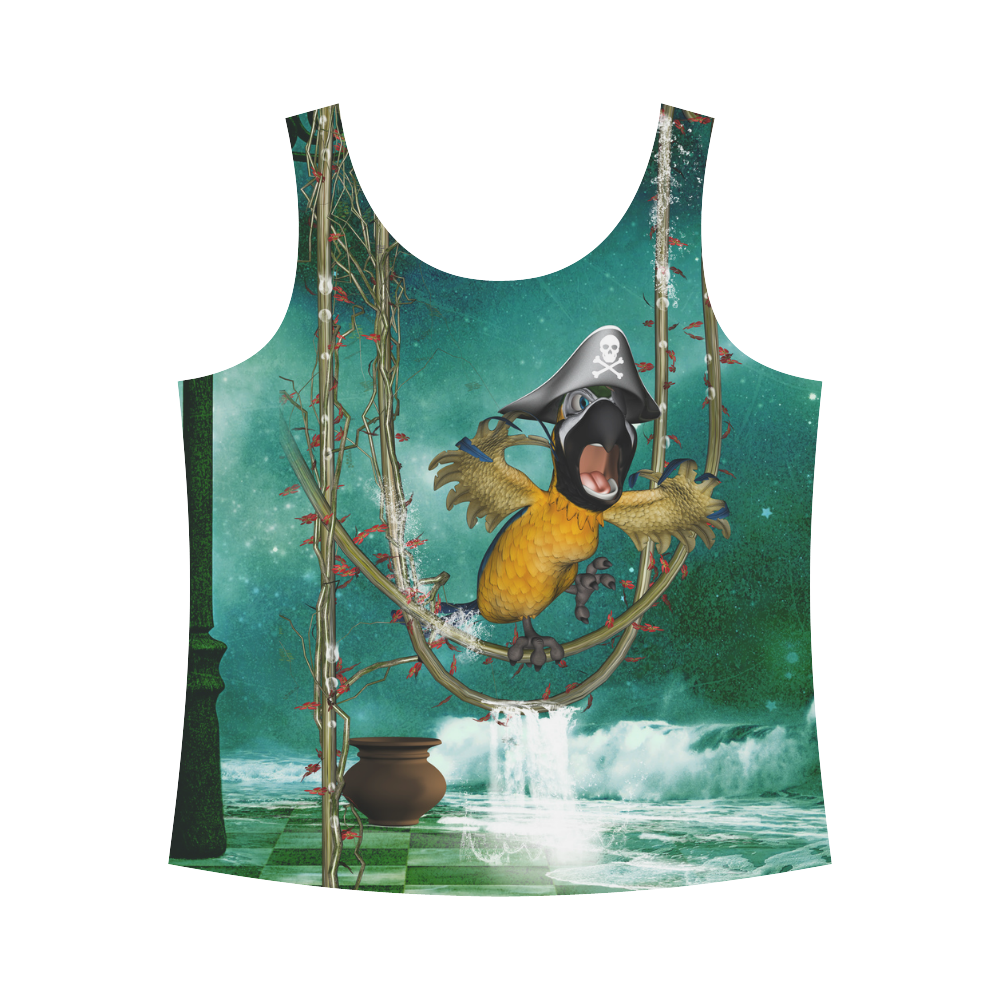 Funny pirate parrot All Over Print Tank Top for Women (Model T43)