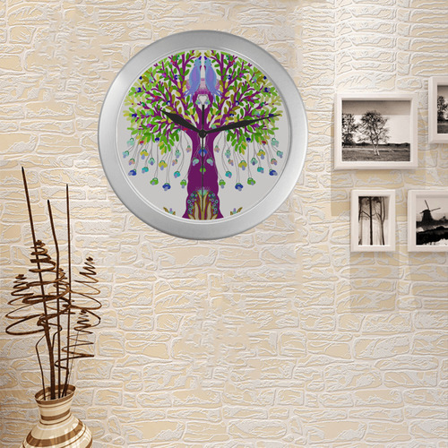 arbre a tetines 2 Silver Color Wall Clock