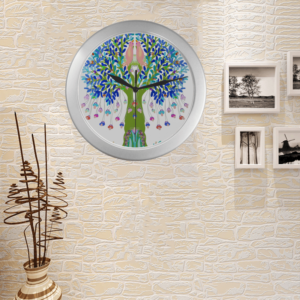 arbre a tetines 7 Silver Color Wall Clock