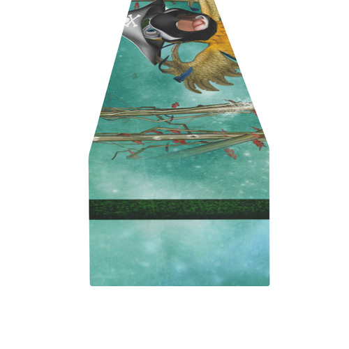 Funny pirate parrot Table Runner 16x72 inch
