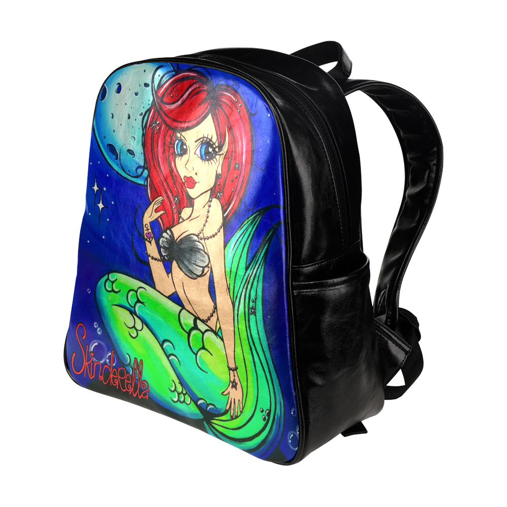 Moonlit Mermaid, by Skinderella Multi-Pockets Backpack (Model 1636)