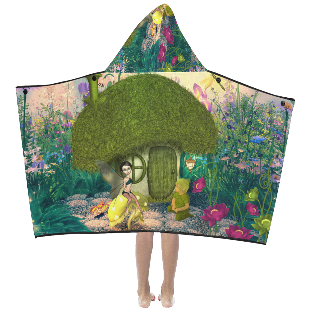 Cute fairy in the fantasy world Kids' Hooded Bath Towels